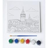 Fig&uuml;rl&uuml; Tuval Boyama Seti 20x20 cm &ndash; 1 Adet Fır&ccedil;a, 6 Renk Akrilik Boya ve Referans G&ouml;rselli Hobi &amp; Kendin Yap Boyama Kiti (1,