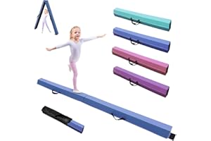 GMYPIC Balance Beam Gymnastic 240/270/300 cm PU Leather (Easy to Clean) Folding Gymnastics Beam with Carry Handles Anti-Slip Base Gymnastics Balance Beam for Kids Home Adults Training