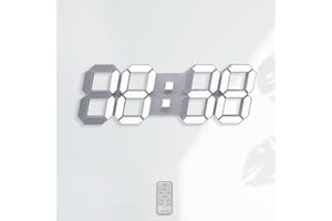 KOSUMOSU Digitale Wanduhr, 38,1 cm, 3D-LED-Wanduhr, Lichtwecker für Schlafzimmer, Wohnzimmer, Dekoration, Moderne ästhetische große Uhr mit Fernbedienung (weißes Licht)…