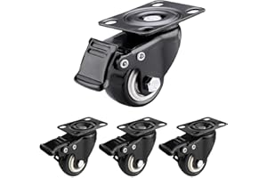 RICOFOT Rotelle per Mobili, 4 Pezzi Ruote per Mobili, Rotazione di 360° Ruote, Nero Rotelle, Rotelle per Mobili Pesanti Ideale per Armadi Armadi librerie Portapiante e Tutti i Tipi di Mobili