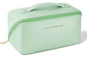 Aucuu Bolsa de Cosméticos de Viaje de Gran Capacidad, Bolsa de Maquillaje de PU, Bolsa de Lavado de Viaje Multifuncional y Portátil de Viaje con Asa y Cremallera, para Viajes, Baño-Menta Verde