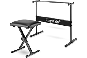 Double Braced X Frame Music Piano Keyboard Stand & Chair by Crystals® (Full Size Stand + Chair)