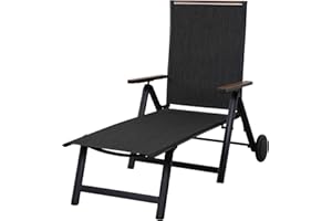 ‎GRAND PATIO Grand patio Liegen Sonnenliegel Klappbar, Aluminium Gartenliege mit 6-Fach Verstellbare, Mesh Gewebe, Wetterfest, Relaxsessel für Balkon, Terrasse (Schwarz)