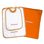 Crociedelizie, Set asilo 3 pezzi bavaglino sacca asciugamano salvietta ricamo nome bimbo personalizzato