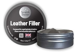 THE SCRATCH DOCTOR Scratch Doctor Leather Filler Repair Compound Fill Holes Cracks Scratches Scuffs on Leather Furniture Car Seats Shoes and Bags (Dark Grey, 10ml)