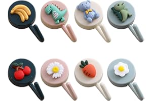 Heiqlay Ganci Chiave Ganci Autoadesivi Ganci Decorativi, Frutta Carina, Animali, Verdure Modello Montaggio a Parete Ganci, per Appendiabiti, Ganci da Asciugamani, Sciarpa, Borsa (8pcs, 3x5cm)