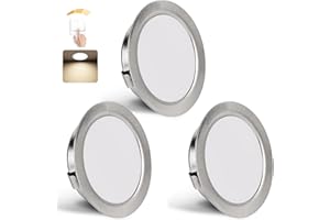 YindaLux 3er Set LED Einbaustrahler 230V Dimmbar 3W 4000K Neutralweiß, LED Spot Ultra Flach 300LM Bohrloch 55-58mm und 15mm Flache, IP44 Möbeleinbauleuchte Einbauspots für Spiegelschrank, Nickel