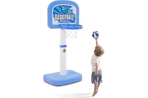 Arkyomi Kosz do koszykówki 2 w 1, do użytku na zewnątrz, wewnątrz i na basen, zabawka dla dzieci z 2 piłkami, z regulacją wysokości, kosz do koszykówki ze stojakiem do pokoju, zabawka wodna,