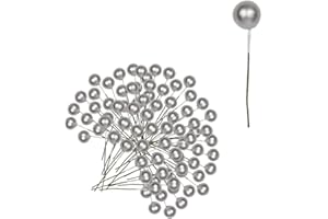 Mienocol 100 Stück künstliche silberne Stechpalmenbeeren,Silber Holly Beeren Mini Weihnachtsbeere Künstliche Stechpalme für Weihnachten Kranz Dekorationen Kranz Machen Zubehör, Christbaumschmuck Décor