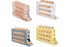 HUANMIN Portauova per Frigorifero, 4 Strati Porta Uova Da Frigo, Portauova Frigorifero, Porta Uovo da Frigo, Dispenser Uova in Plastica Resistente per Frigorifero e Gadget da Cucina (bianco)