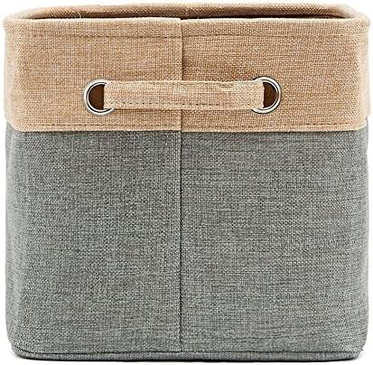 Ailina Collapsible Large Cotton Linen Clothing Storage Organizer Open Top Canvas Storage Boxes (2Packs)