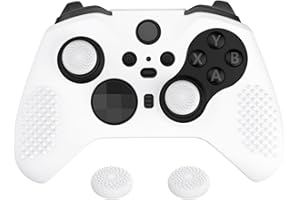 eXtremeRate PlayVital Funda de Silicona para Xbox One Elite Protector Antideslizante Tacto Suave Piel Cubierta Skin Case para Nuevo Xbox One Elite Controller Serie 2 con Tapas de Joyticks(Blanco)