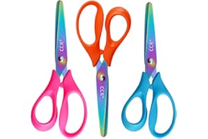 CCR Tijeras para Zurdos Infantiles De Titanio De Colores - 13 Cm, Con Cómodos Mangos para la Escuela, El Hogar y Las Manualidades, Juego De 3