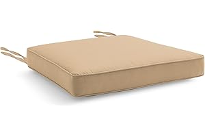 ISTYLE MODE BETTER HOME CHOICE Water Resistant Chair Cushions with Ties for Indoor and Outdoor Use - Patio Furniture Seat Pads with Durable Polyester Fabric - Ideal for Dining, Lawn, Garden, Coffee Shop (40 x 40 x 5cm, Mink)