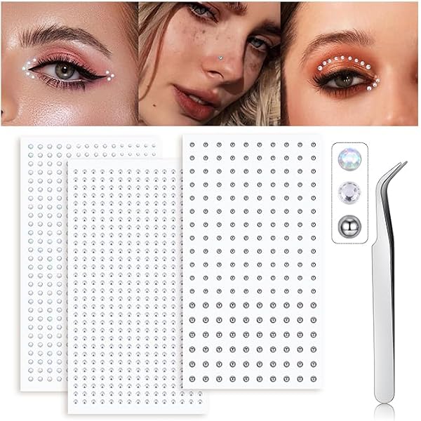 3 Faux Piercings Lèvres/Nez - Strass Adhésifs - Style Punk Y2K Pour Femmes/Hommes