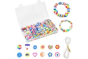 SCHYIDA Kit de Abalorios para Hacer Bisutería 990 Abalorios de Arcilla Polimérica Surtidos y Multicolores Estrella Corazón Flores Frutas Postres Animales Abalorios para Manualidades Regalo para Niños