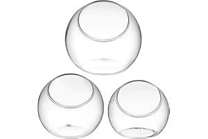 Kisangel Terrarium Jar, 3Pcs Terrarium Plants Glass Round Globe Air Plant Planter Glass Bowl Ferns Stand Decorative Bowl for Table Decor Succulent Tillandsia