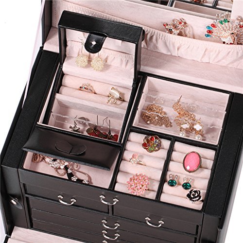 ROWLING Schmuckkästchen Schwarz Schmuckkasten Schatulle Schmuckkoffer mit Mini Box ZG145 - 8