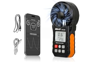 Elitech Anemometro Digitale Bluetooth, Misuratore di Velocità del Vento e Temperatura, per Misurazioni Flusso Aria HVAC, Controllo Ambientale, Calcolo CFM/CMM ANE-200W