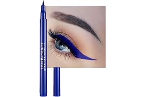 RENHUANGFUXI Coloured Eyeliner, Royal-Blue Eyeliner, Waterproof Liquid Eye Liner All Day Long-Lasting Eye Liners, Highly-Pigmented Colourful Liner for Eye Makeup, Black, White(Only Royal-Blue)