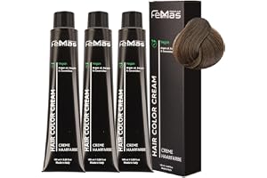 FemMas hårfärg Medium askblond 7.1 3x I Färgkräm med arganolja, keratin och ceramider I Permanent färgning eller färgning I S