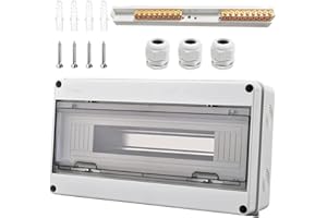 QIYICHE Skrzynka bezpiecznikowa natynkowa, rozdzielacz IP65-1, 18 modułów, z 9 terminalami, 3 złączami wtykowymi, nadaje się do ogrodów na świeżym powietrzu, gospodarstw rolnych, kolumn ładujących, wilgotnych