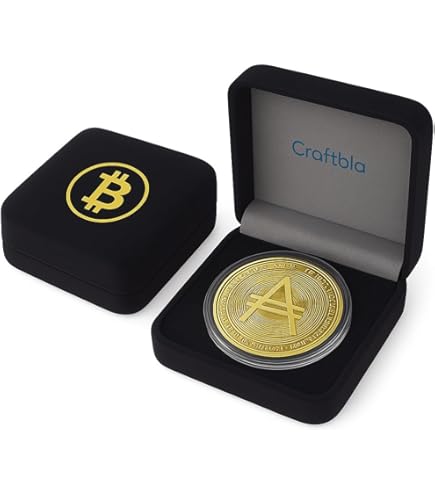 Pièce Bitcoin Métal Doré – Collection Art 40mm, Sans Marque