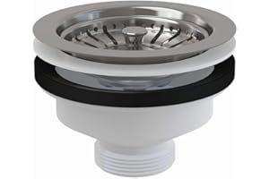 AlcaPlast Spülbecken Ablaufgarnitur 1,5' Ablaufventil 90mm mit Edelstahlsieb, Ausführung:ohne Überlauf