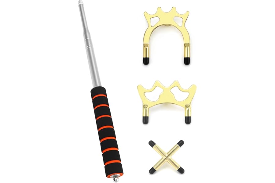QWOKR Telescopic Snooker Cue Stick Bridge with 3 Brass Bridge Heads, 13.5~59 Inches, Pool Table Accessories