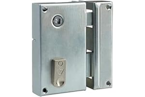 Vachette Serrure en Applique Verticale à fouillot Droite, pour Grilles et Portails - 67237/SC D - Carré de 7 mm, Axe à 44 mm, Convient pour Une Utilisation extérieure, 2 Clés fournies, Zinguée Blanc