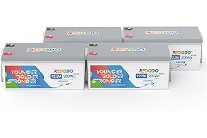 Redodo Batterie 12V 200Ah Plus Lithium LiFePO4 (Pack 4), Puissance de Sortie Max 2560W, 4000-15000 Cycles Profonds, Parfaite pour Le Stockage Solaire Domestique, RV, etc.