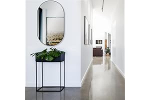 ‎HOKO HOKO® Design Wandspiegel oval 45 x 75 cm mit Metall Rahmen Matt Schwarz. HOCH und QUER Montage möglich. Ovaler Spiegel für Bad, Flur, Schlafzimmer. Designspiegel mit Rahmen für das Wohnzimmer.…