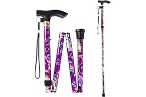 ZHJUJU Canne de marche pliable pour femme - Pliable - En aluminium - Violet - Réglable en hauteur - Durable - Extensible