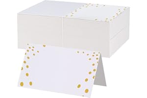 ZZLBZN Name Place Cards, 25Pcs Blank Name Cards for Wedding, Christmas, Halloween Party, Office Dinner Table Decorations (Gold Foil Polka Dots)