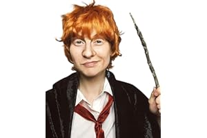 ALLAURA Compatible with Ron Wizard Costume – Short Orange Wig for Adults – Ideal for Wizard, Ed Shran, Halloween Cosplay, Movie Characters, Funny Party Looks, Redhead Wig Styles