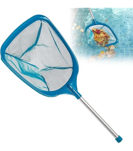 Spetsbst Épuisette De Piscine Avec Manche Télescopique - 185 Cm - Profondeur : 12 Cm - Mailles Fines - Pour Feuilles D'algues