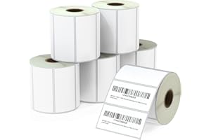 BETCKEY - 76mm x 38mm(3 in x 1,5 in) Perforées Étiquettes Thermiques pour Code-Barres, Expédition et Adresse Compatible avec les imprimantes Zebra et autres [6 Rouleaux/5700 Étiquettes]