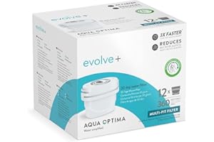 Aqua Optima Evolve+ Cartuccia Filtro per Acqua - Compatibile con Brita Maxtra, Maxtra+ e PerfectFit* - Riduce Cloro, Calcare, e Altri Impurità - 12 Filtri x 100L (12 Mesi)