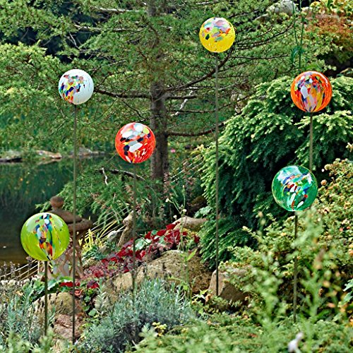 Gartenkugel, Rosenkugel, Dekokugel „POINT“ multicolor, Ø 13 cm, mundgeblasen und handgeformtes Glas Unikat (ART GLASS powered by CRISTALICA) - 5