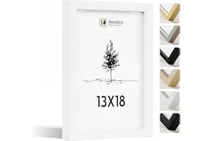 Heimlich® - Cornice - 13x18 cm, Legno di Ayous, Bianco - Cornice media con copertura in foglio di plastica - Montaggio a parete o esposizione da tavolo