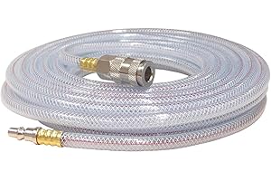 FERM Plastique,Polychlorure De Vinyle Tuyau à air 10m - avec connexion rapide - pour compresseur