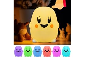 DIWUJI Led Nachtlicht Kinder mit Smiley Gesicht, Silikon Niedlich Mehrfarbig Nachtlampe, Tap Control, USB Wiederaufladbar, Stillen Nachttischlampe, für Schlafzimmer Kinder Baby