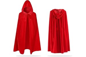 UILYNIU Mantello rosso vampiro con cappuccio, mantello lungo in velluto, costume per Halloween, Natale, adulto, unisex, medievale, carnevale, cosplay, feste, Halloween, costume (rosso)