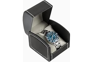 FuninCrea Watch Case, Single PU Leather Watch Travel Case Jewelry Storage Case Organizer with Removable Cushion, Portable Square Watch Box Bracelet Holder for Most Watches, Smart Watch (black)