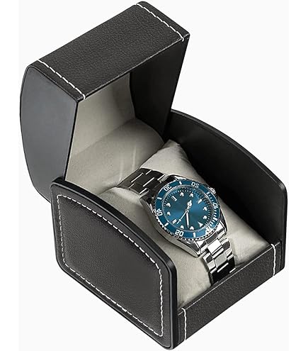 Scatola Porta Orologi In Pelle PU - Custodia Singola Da Viaggio, Cuscino Rimovibile, Design Quadrato