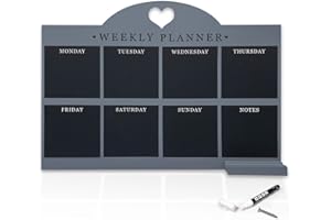 EMPIRE TRADING & COMMERCE Empire Weekly Planner and Menu Board for Kitchen, Work Planner Blackboard, Wall Mounted Daily Planner with Pen, to Do List, Dry Erase Meal Planner with White Cloth for Office & Home (Standard, Blue)