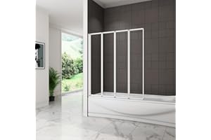 SKY BATHROOM 900x1400mm Pivot Shower Bath Screen 4 Fold Folding Bath Screen
