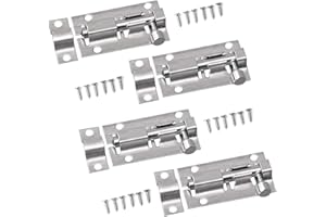 JUIBAO 4 Small Bolt Lock, Door Bolt Barrel Sliding Latch Lock with Screws for Bathroom, Pet Doors, Fences, Shed Doors, 50mm