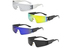 4pcs Lunettes de Soleil Sport Homme Lunette Cyclisme Lunette Futuriste Lunette Sport Homme Femme Lunettes de Soleil Polarisées Lunettes de Protection Vélo pour Sports de Plein Air Lunette de Vitesse