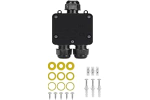 Abzweigdose, Anicoll IP68 wasserdicht Kabelverbinder, größere 3-Wege-Verbindungsdose elektrischer Außenverteilerdose, M25 Kabelverschraubung 3 Set Dichtring Ø4mm-14mm, CE, ENEC